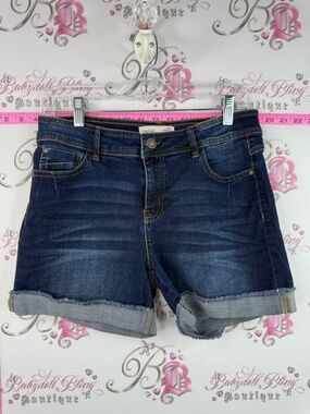 Ardene shorts shortie 82 Dark Blue Rolled Hem Denim Shorts gold details